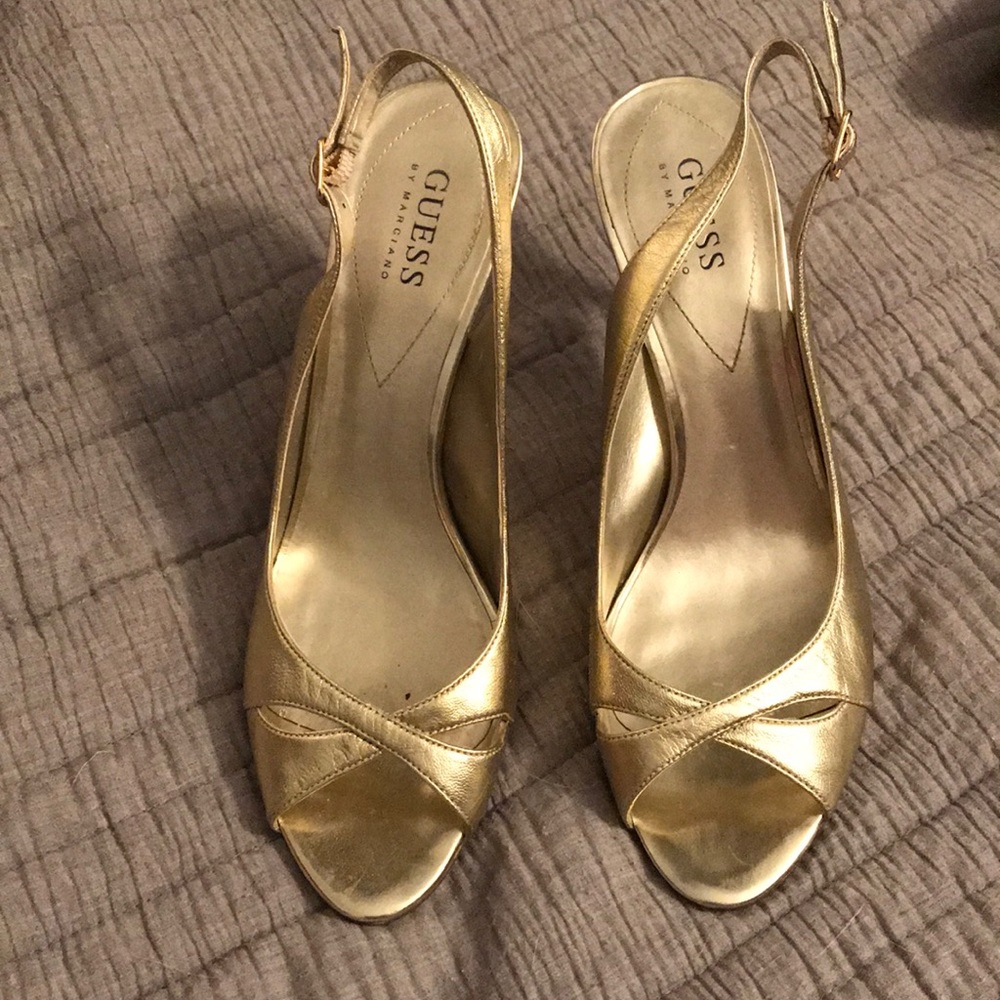 Gold GUESS 2 inch heels